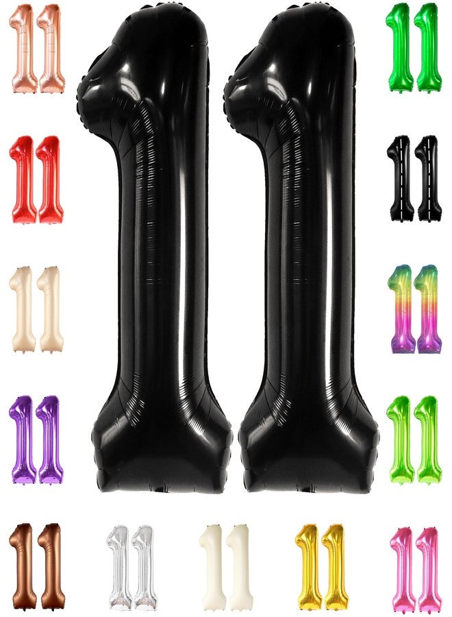 KatchOn, Black Number 11 balloon - Giant, 40 Inch | 11 Black Balloons for 11th Birthday Decorations for Boys | Black 11 Balloons Number Birthday Decorations | Black Number 11 Balloons for Birthdays - Image 1